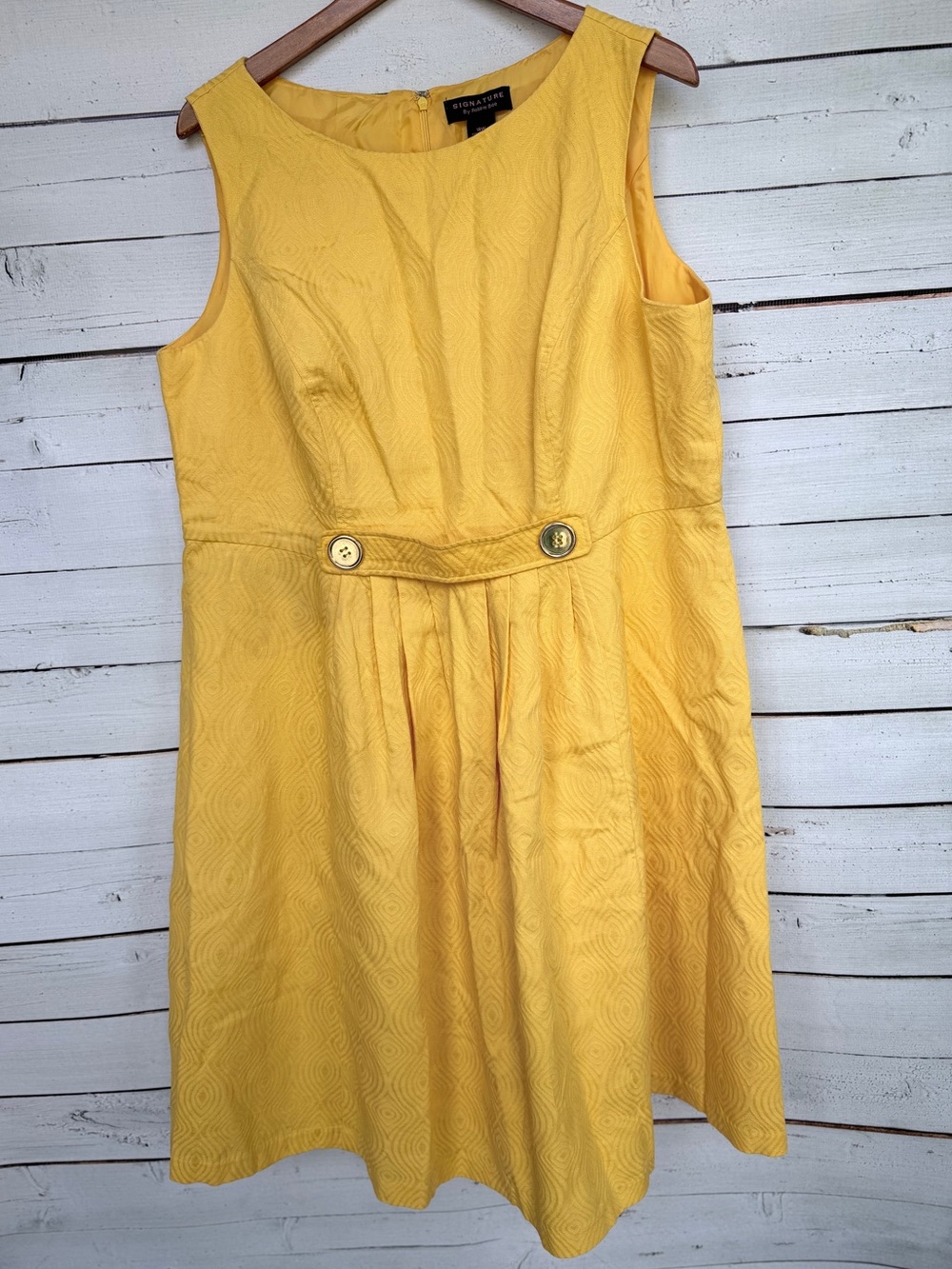 Signature by Robbie Bee Yellow Diamond Textured Sleeveless Dress Size 18W
